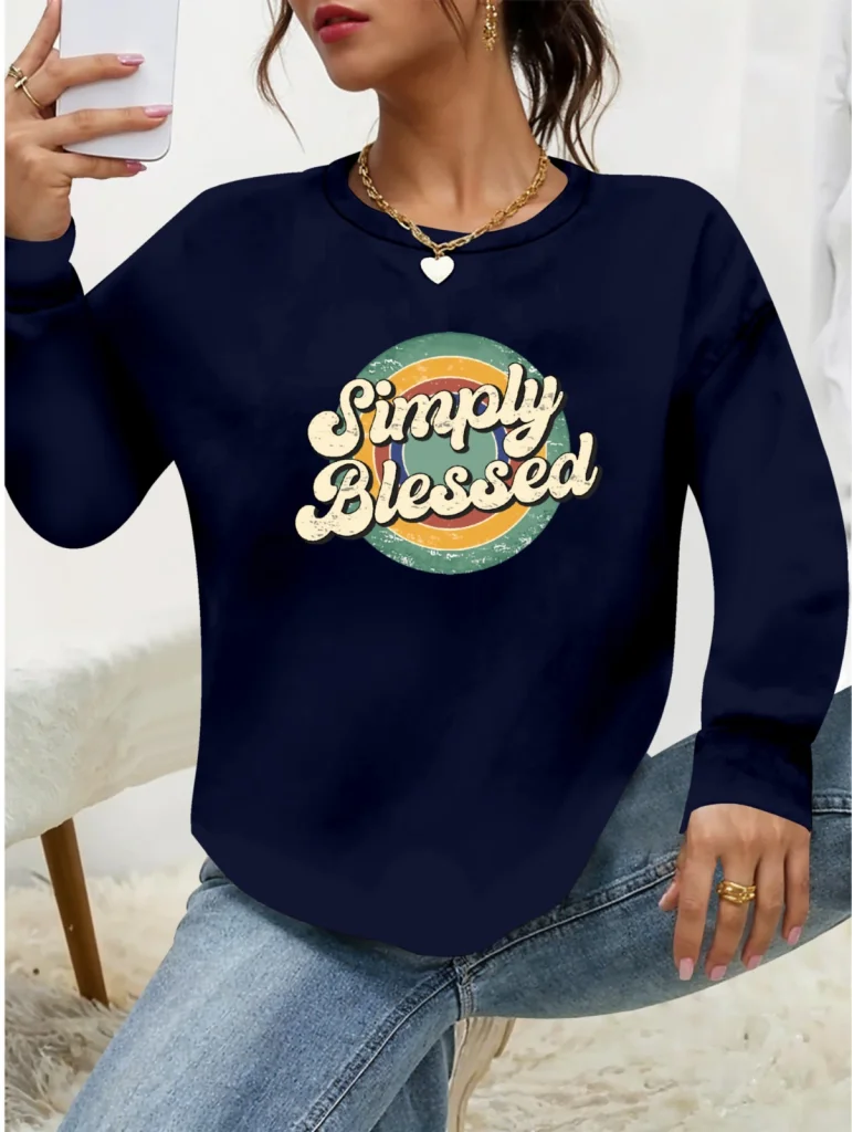 Women's Long Sleeve Crew Neck Two-Thread Viscose Sweatshirt - Janes - by Peralane