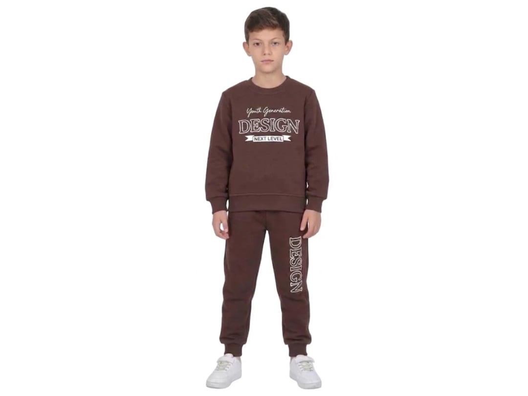 Boys' Brown Printed Sweatshirt and Trousers Set - CMK - by Peralane