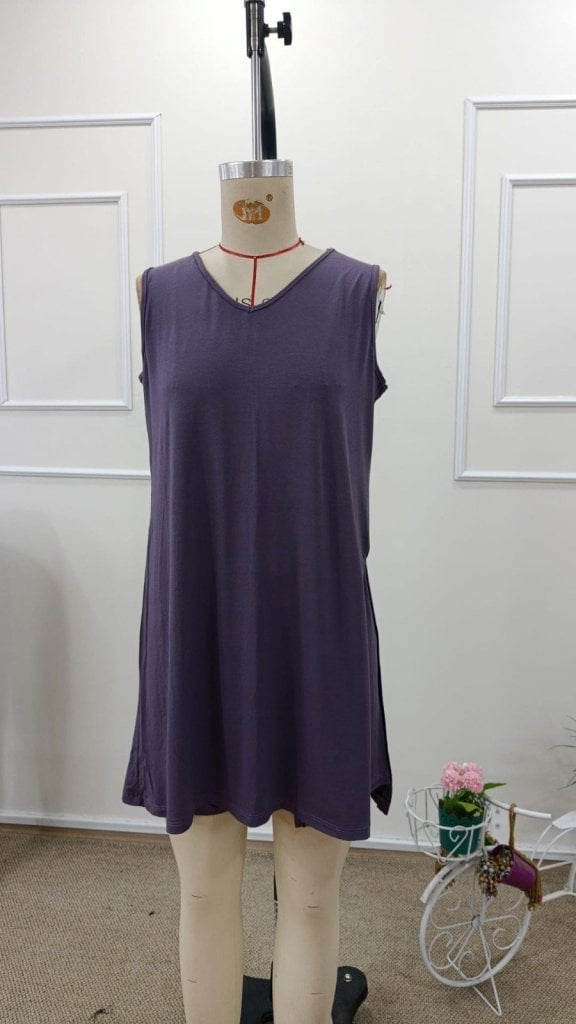 Women's Sleeveless V-Neck Side Slit Viscose Tunic and Shorts Two-Piece Set - Janes - by Peralane - photo 6