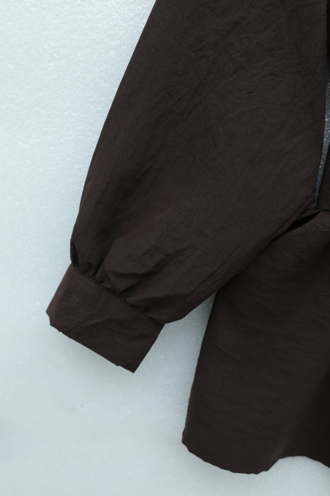 Dark Brown Double Buckle Belted Button-Front Cupro Shirt - Podyumplus - by Peralane - photo 7