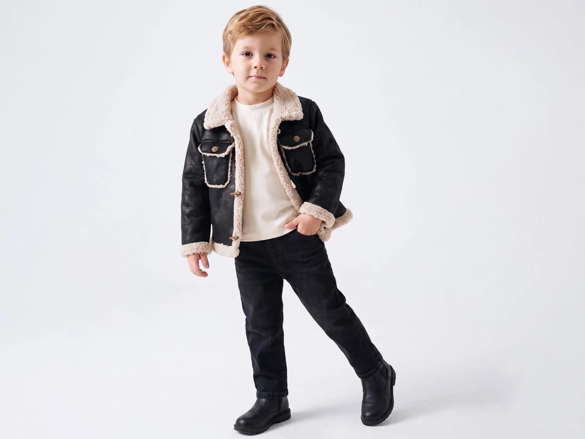 Boys' 3-Piece Set with Leather Jacket, Pockets, and Soft Inner Lining - Canoz - by Peralane