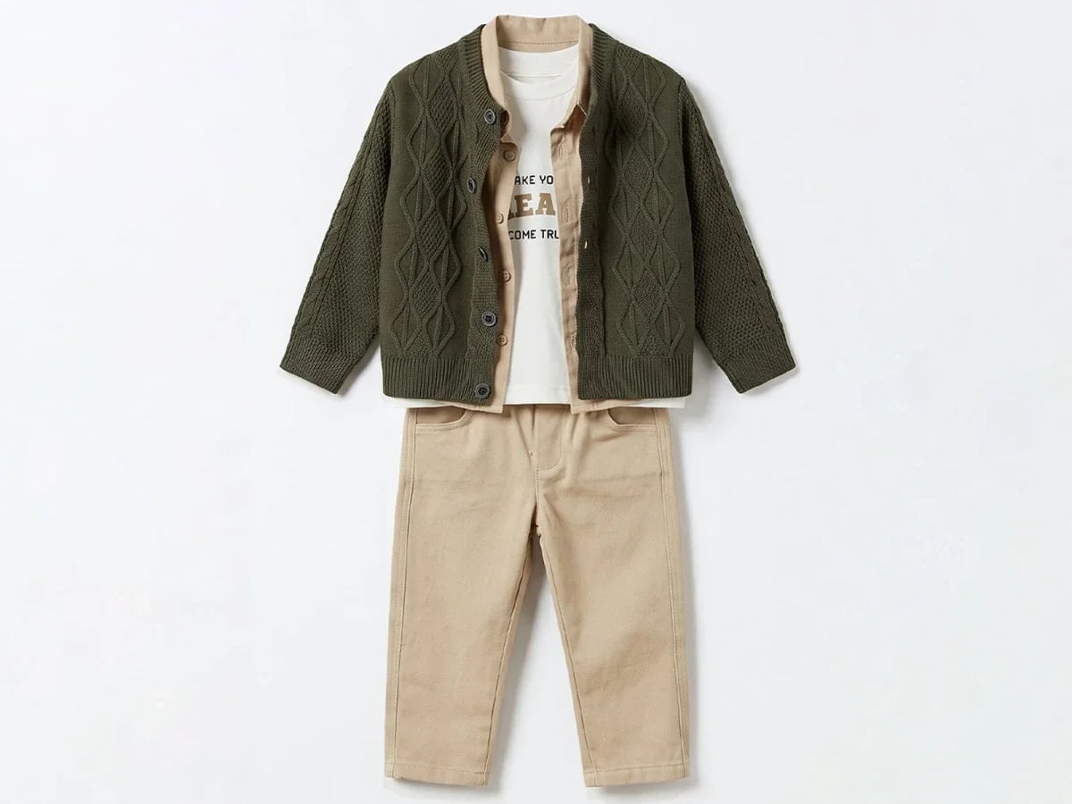 Boys' Knit Cardigan Set with Shirt and Trousers - Canoz - by Peralane