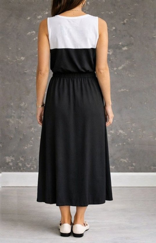 Women's Sleeveless Color-Blocked Midi Dress with Slit - Janes - by Peralane - photo 3