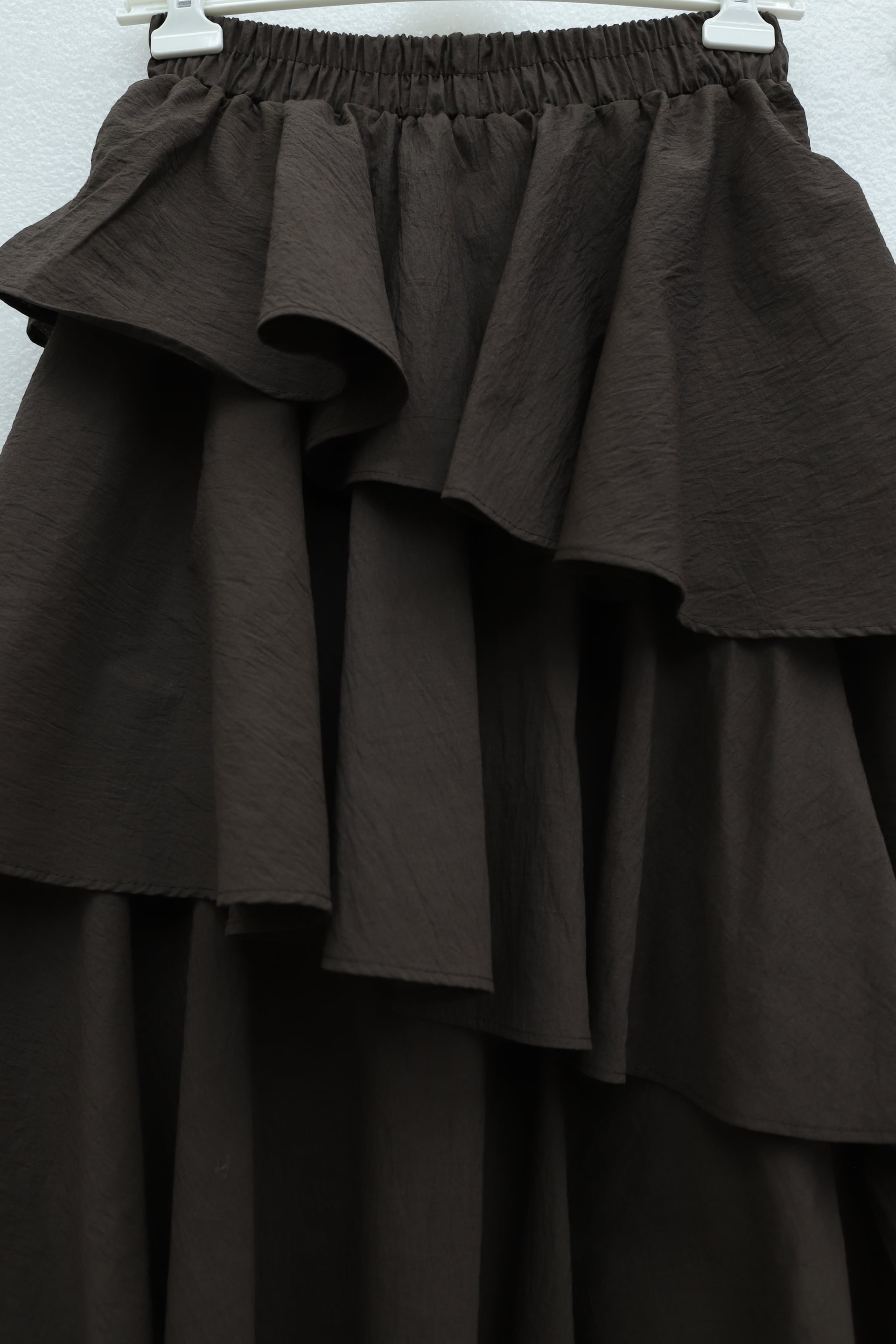 Elastic Waist Tiered Lined Cupra Skirt - Brown - Podyumplus - by Peralane - photo 4
