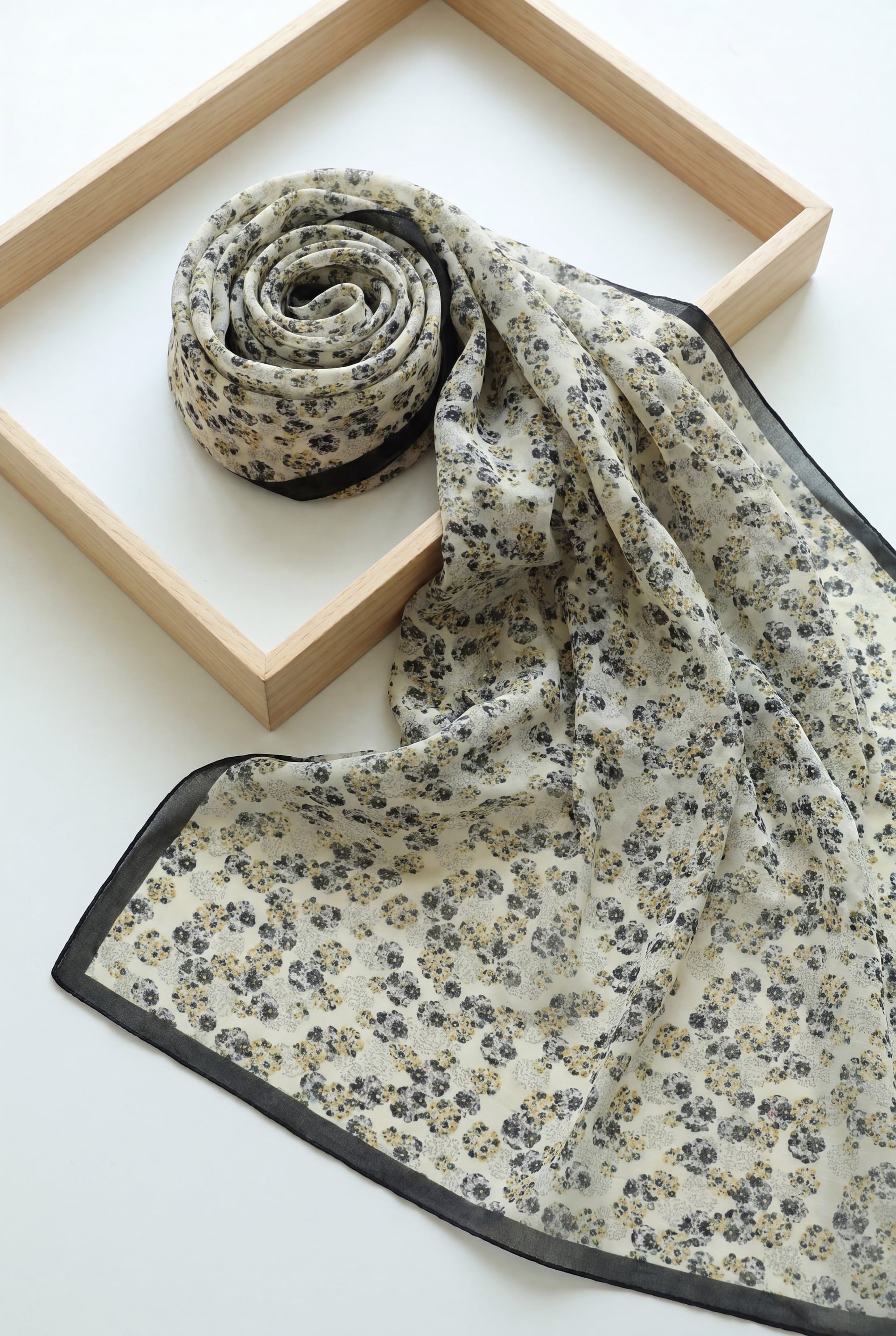 Crisp Floral Print Voile Scarf - Stone - Podyumplus - by Peralane