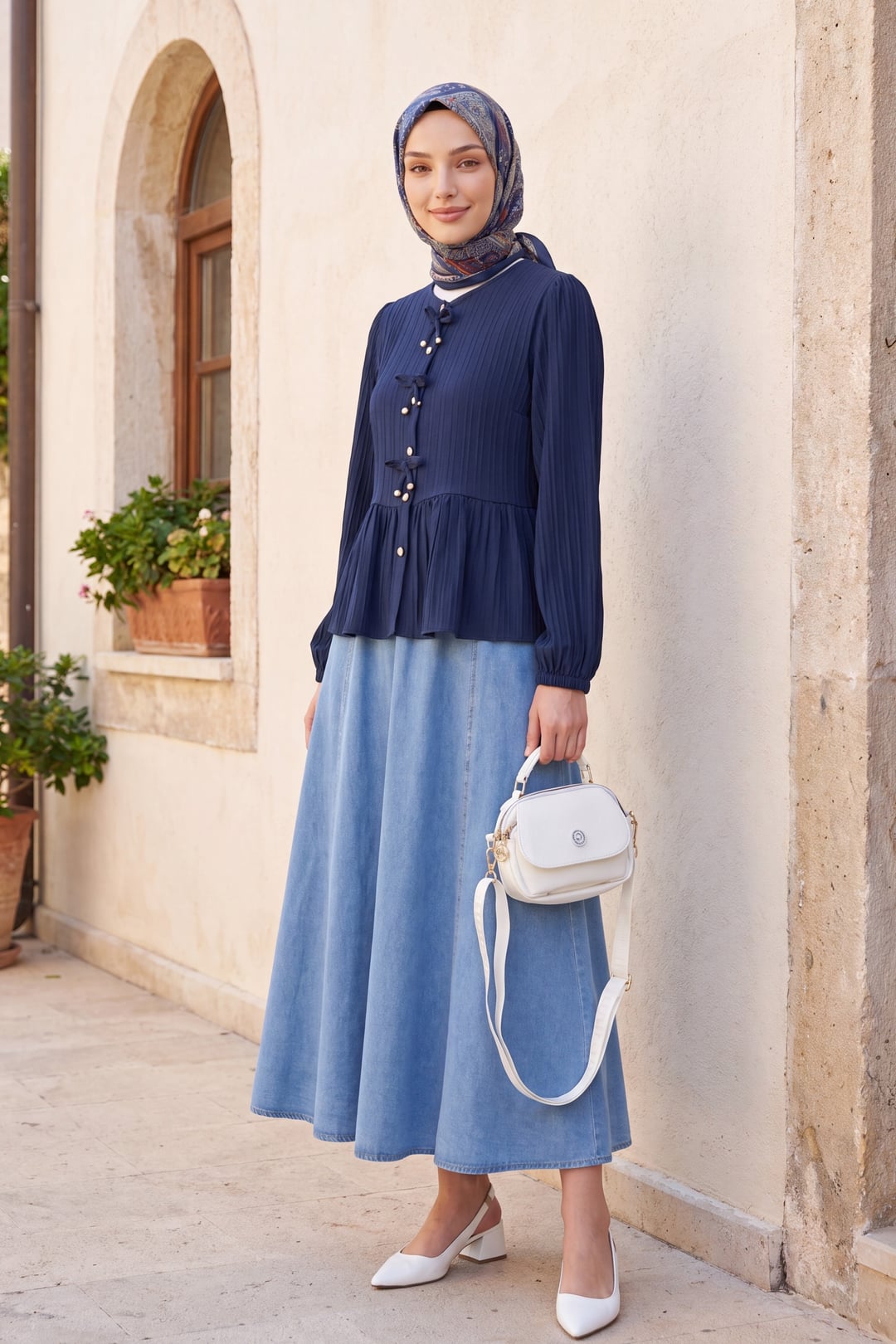 Side Pocket Elastic Waist Denim Skirt - Light Blue - Podyumplus - by Peralane - photo 5