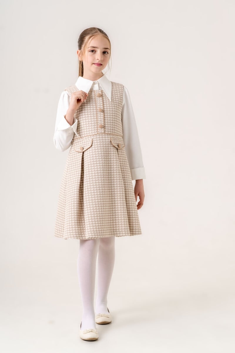 Girls' Checked Dress Set with Blouse (10-13 Years) - Gocoland - by Peralane