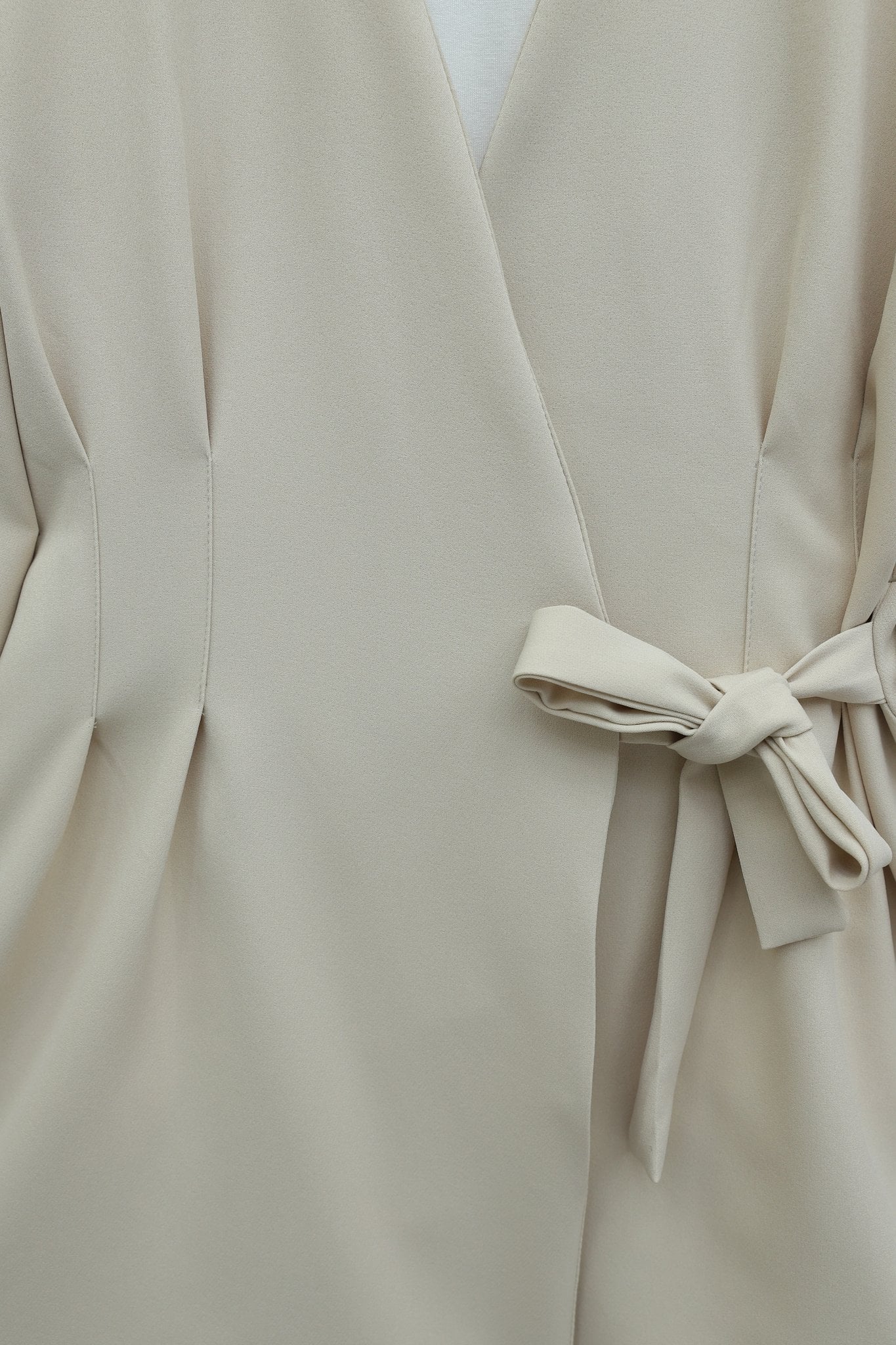 Beige Wrap-Front Wide-Leg Crepe Co-ord Set with Darts - Podyumplus - by Peralane - photo 8