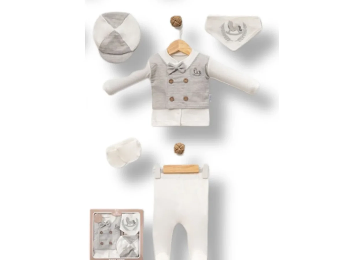 Hospital Exit 5-Piece Newborn Gift Set with Horse Embroidery - Baby Zuhu - by Peralane