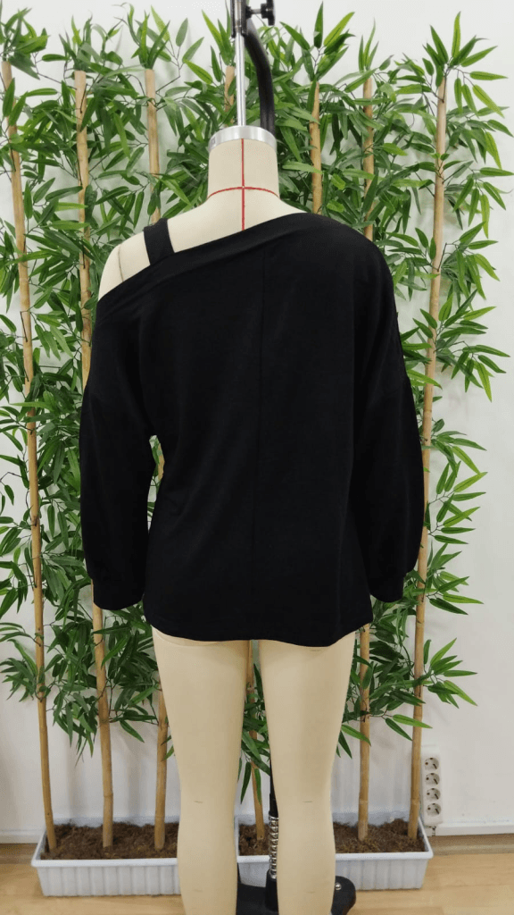 Women's Long Sleeve One-Shoulder Slub Viscose Two-Thread Blouse - Janes - by Peralane - photo 7