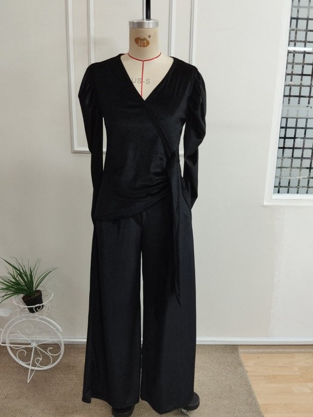 Women's Velvet Long-Sleeve Top and Pocketed Trousers Co-ord Set - Janes - by Peralane - photo 5