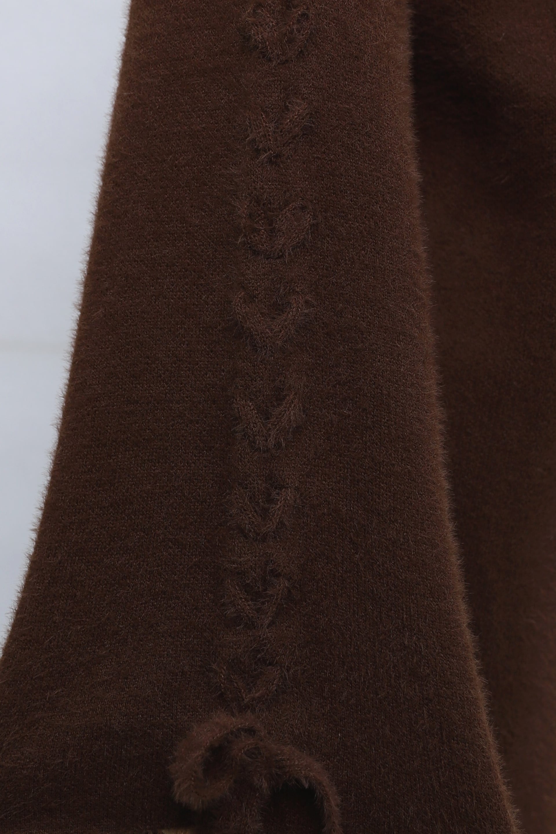 Brown Cable-Knit Biker Neck Tunic with Braided Sleeve Details - Podyumplus - by Peralane - photo 7