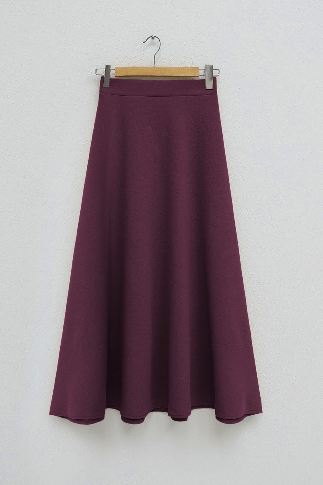 Burgundy Lycra Crepe Flared Maxi Skirt - Podyumplus - by Peralane - photo 10