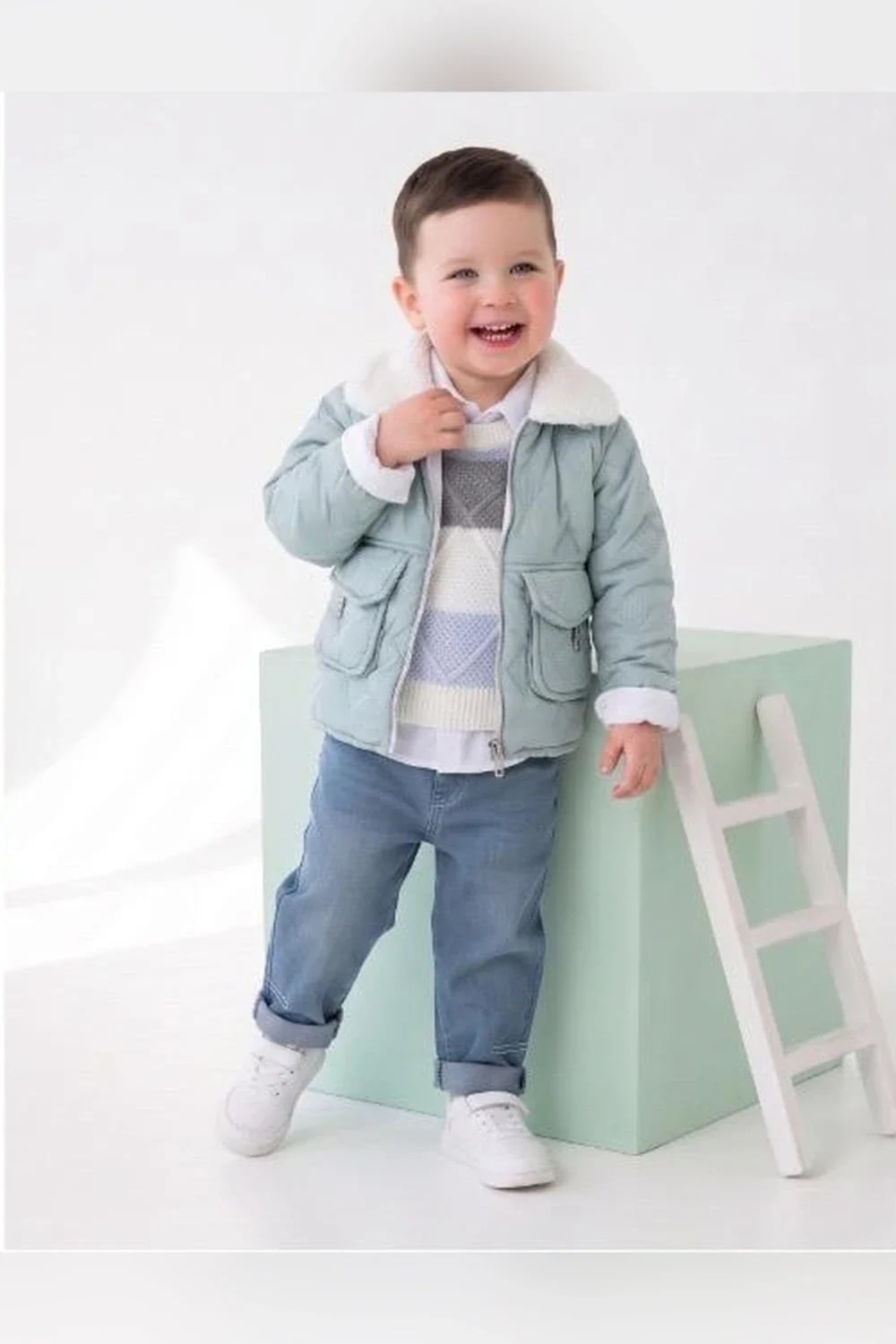 Boys' 3-Piece Quilted Puffer Jacket Set - Light Blue (Pack of 4) - Has Bereket - by Peralane