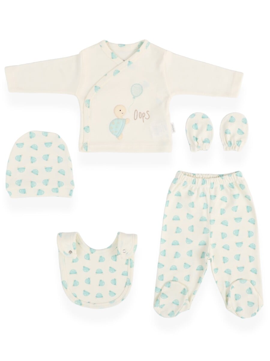 Unisex Newborn 5-Piece Turtle Print Set 0-3M - Bebitof - by Peralane