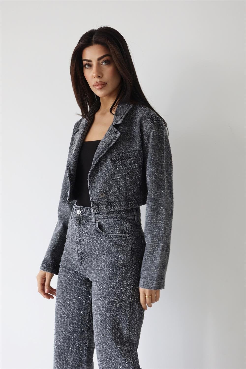 Women's Dark Grey Stone Jacket and Trousers Set - Lacarino Jeans - by Peralane - photo 5