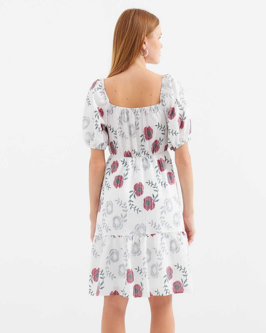 Patterned Mini Flared Dress in Ecru - Bigdart - by Peralane - photo 4