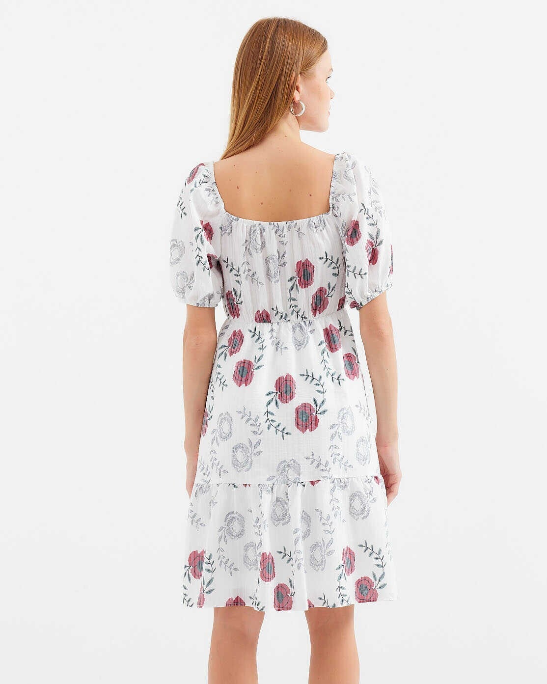 Patterned Mini Flared Dress in Ecru - Bigdart - by Peralane - photo 4