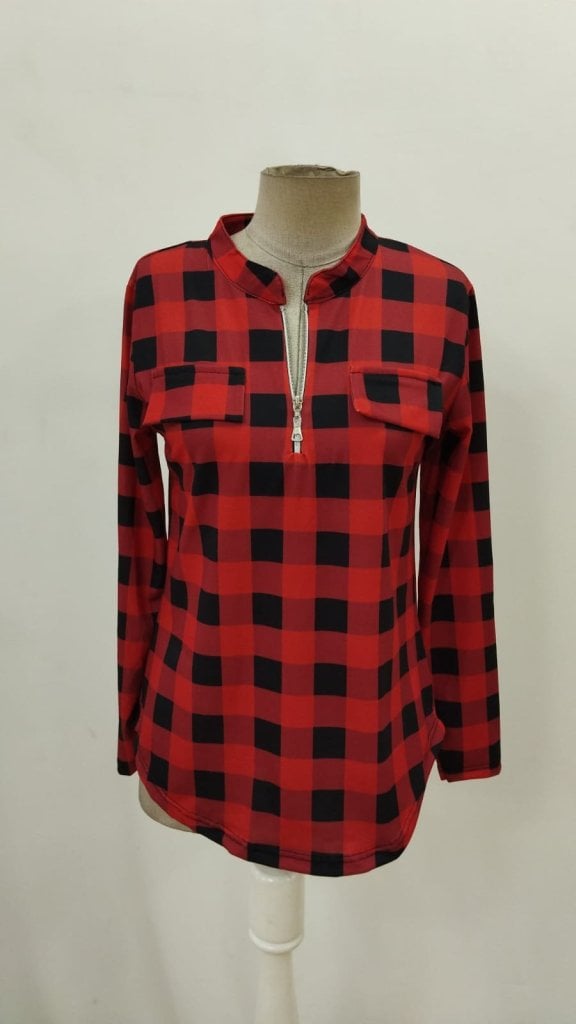 Women's Long Sleeve Quarter-Zip Geometric Print Suprem Blouse - Janes - by Peralane - photo 4