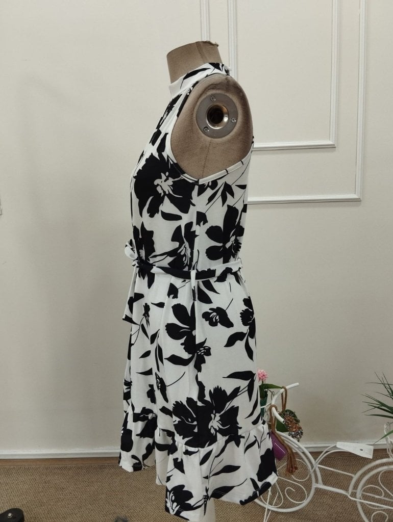 Women's Off-Shoulder Turtleneck Tie-Waist Patterned Short Suprem Dress - Janes - by Peralane - photo 8