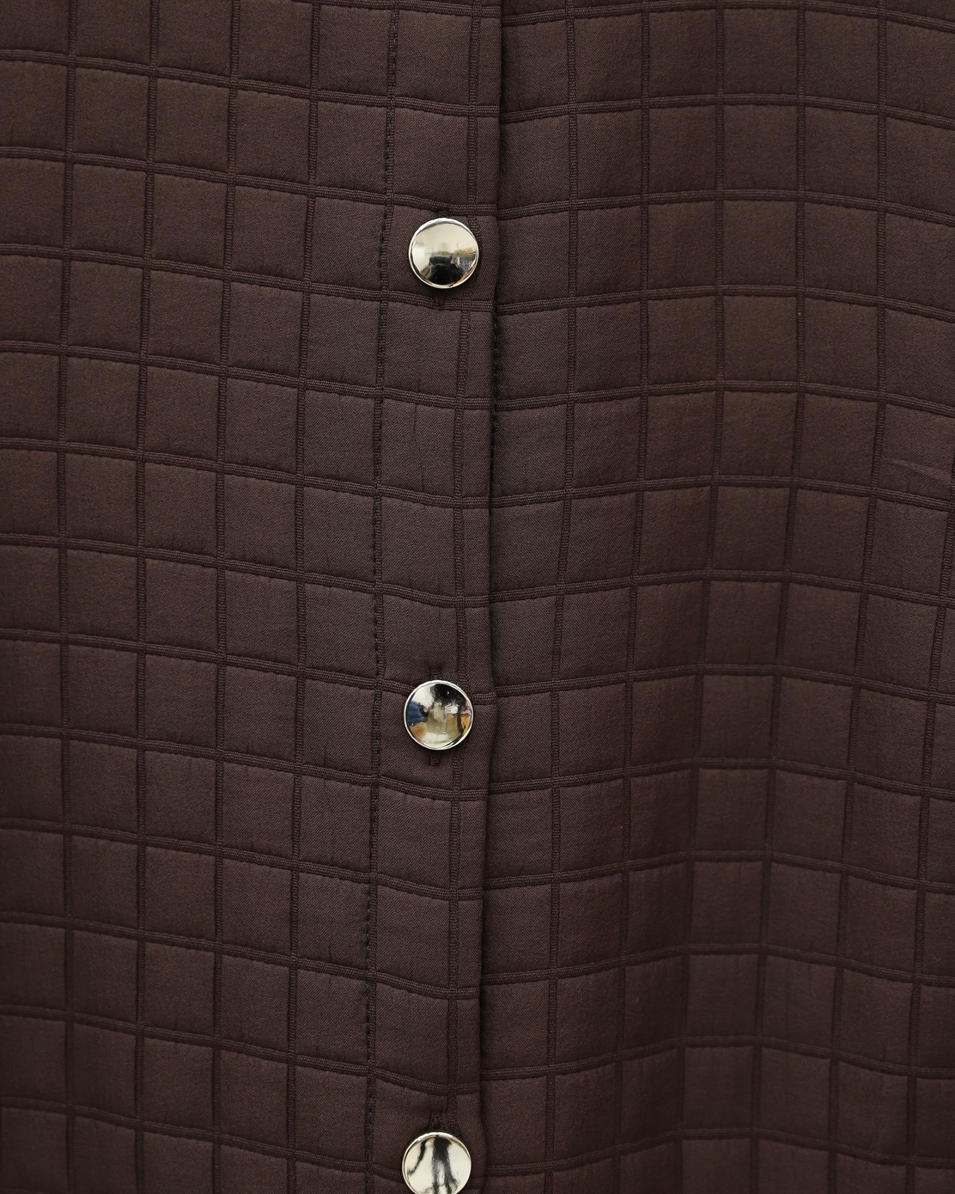 Long Quilted Hooded Vest with Full-Length Buttons - Dark Brown - Podyumplus - by Peralane - photo 8