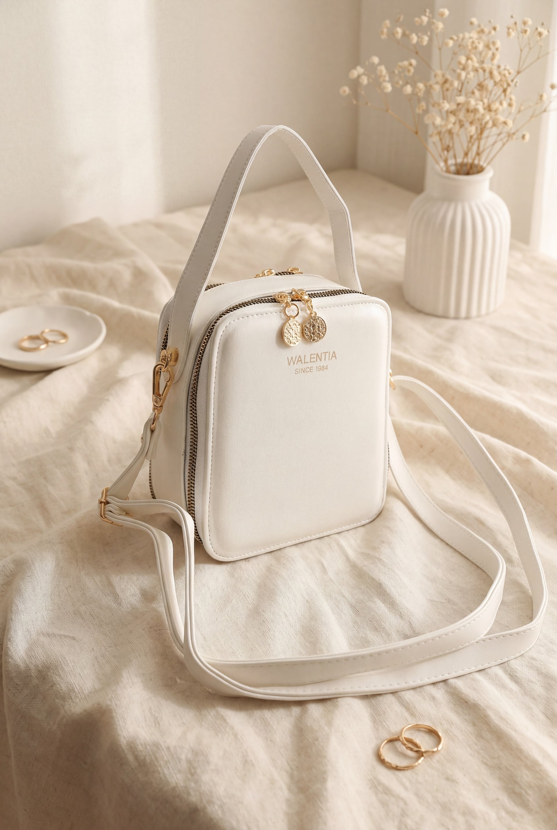 White Square Design Functional Mini Shoulder Bag - Podyumplus - by Peralane