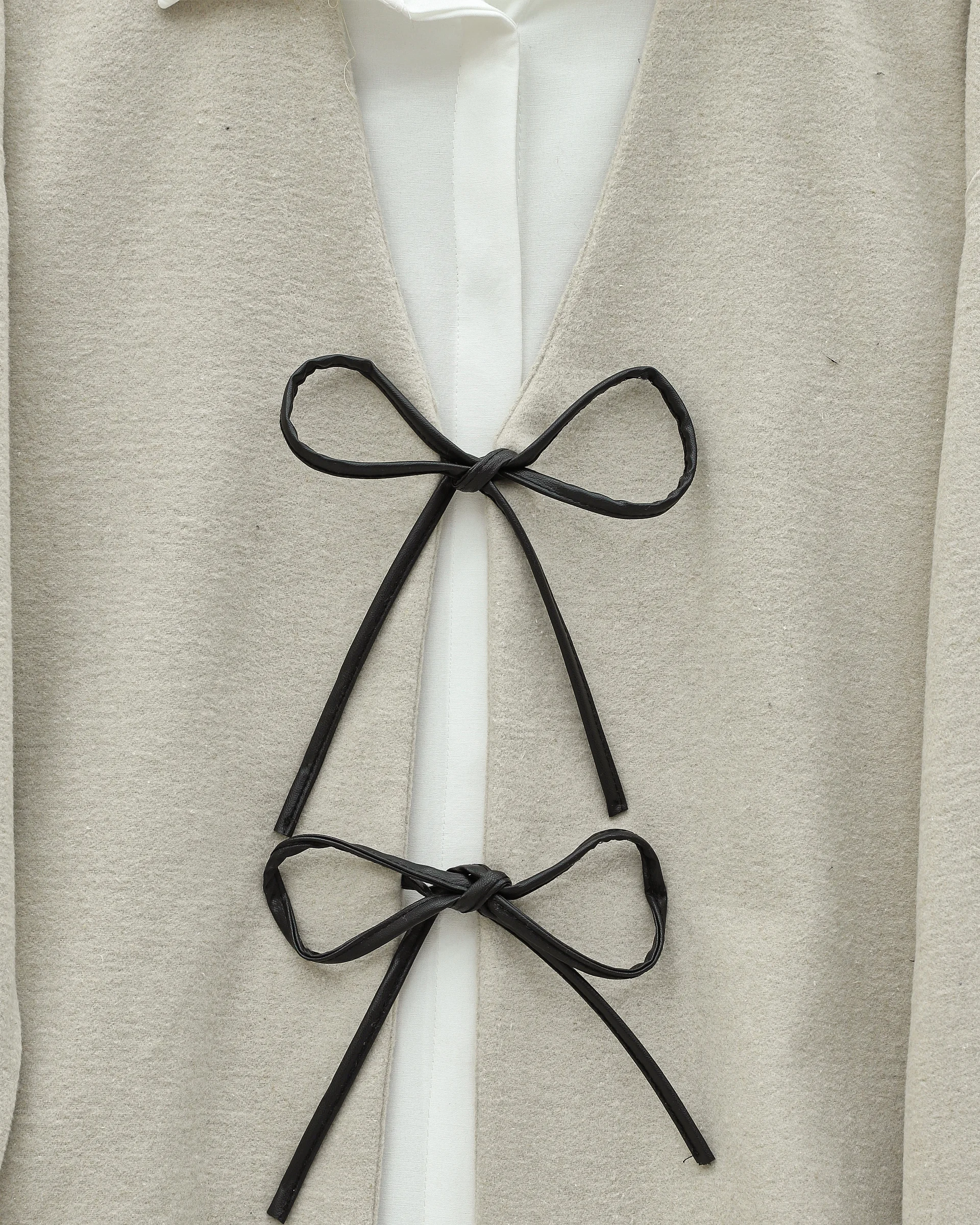 Stone Color Lace-Up Oval Cut Cashmere Kimono Cardigan - Podyumplus - by Peralane - photo 3