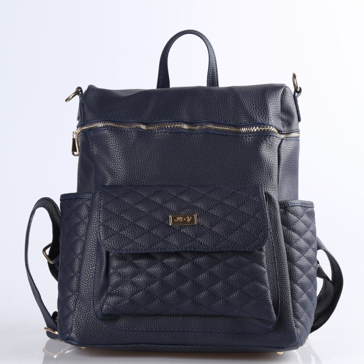 1082-7040 Baby Care Backpack - Navy Blue Faux Leather - My Collection - by Peralane