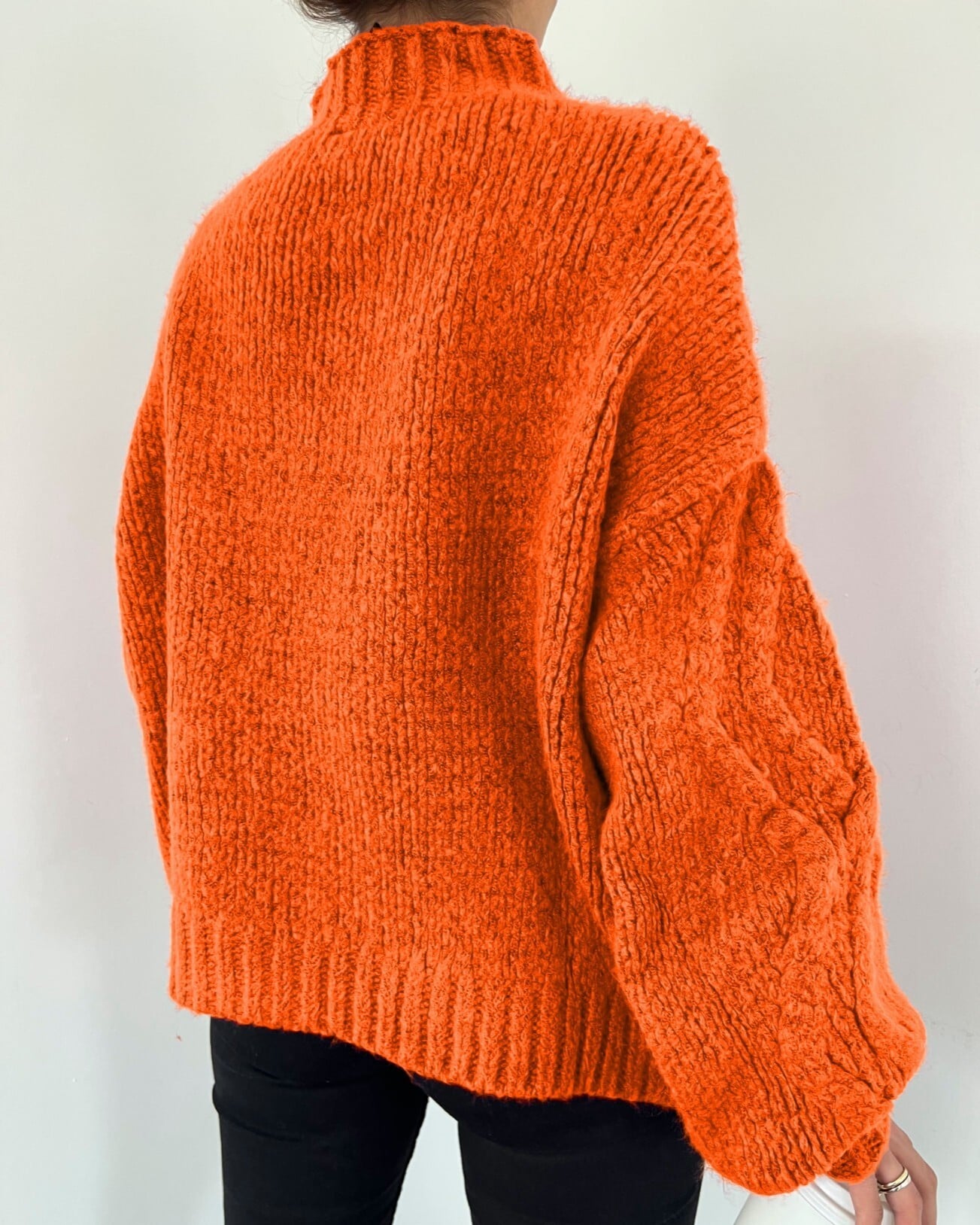 Half Turtleneck Balloon Sleeve Winter Sweater - Orange - Podyumplus - by Peralane - photo 4