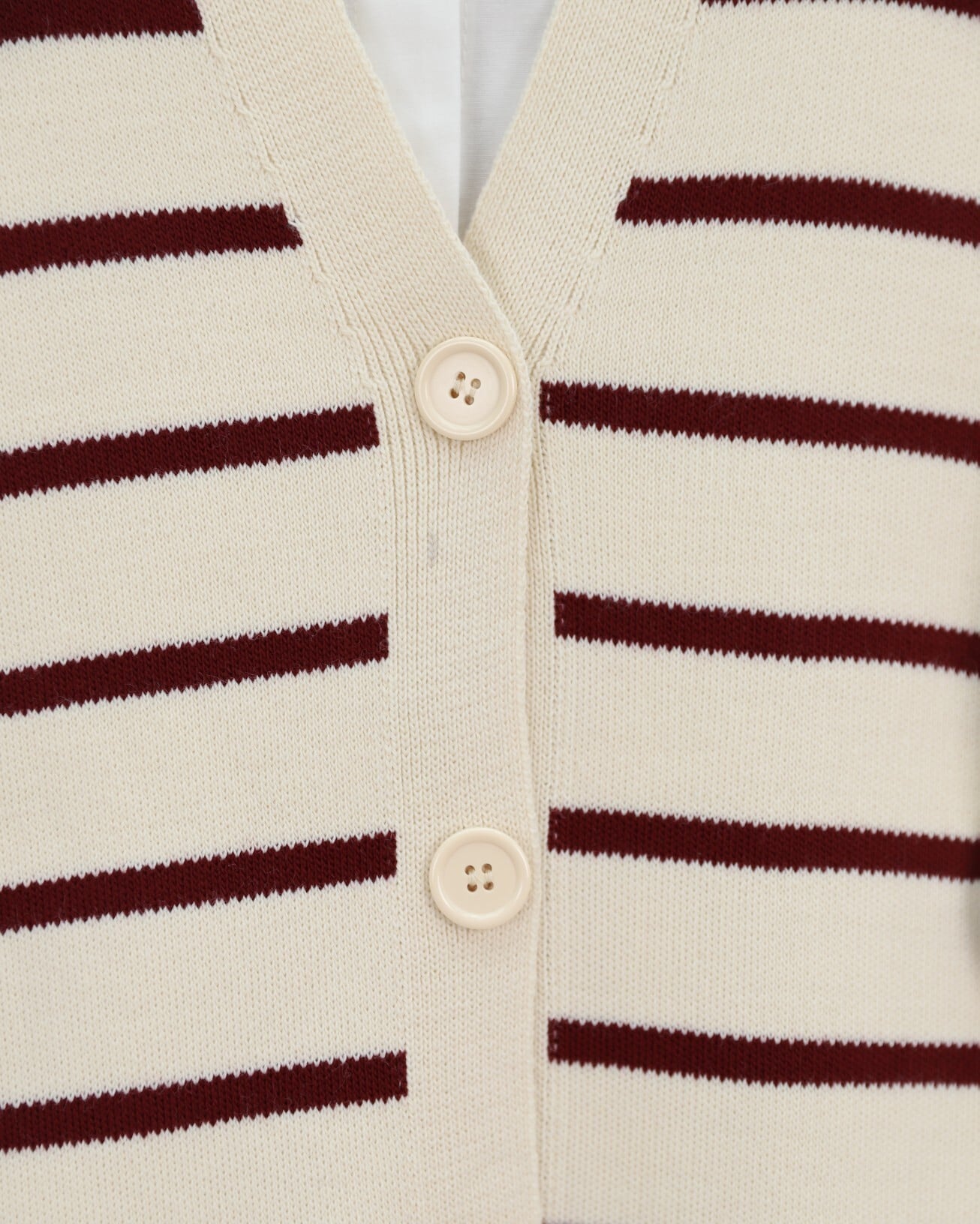 Striped Button-Front V-Neck Knit Cardigan - Beige - Podyumplus - by Peralane - photo 4
