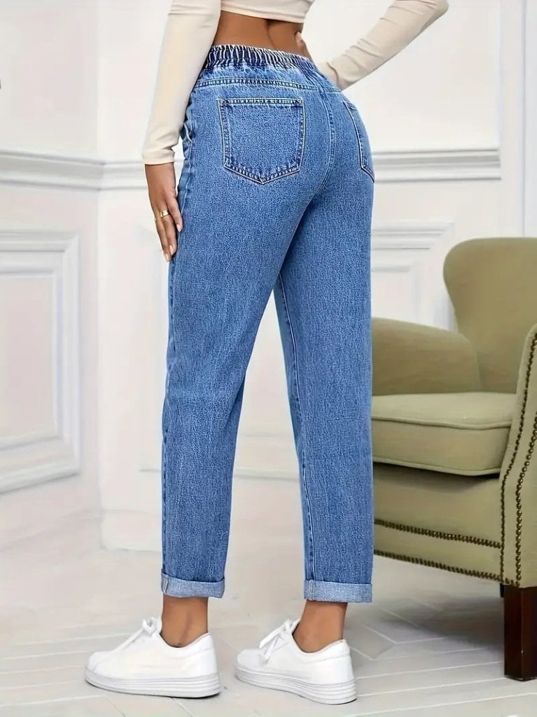 Women's High-Waist Drawstring Denim Trousers - Janes - by Peralane - photo 5