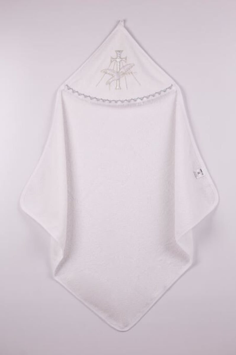 80x80 Baptism Hooded Towel – White – 1072-320 - Ramel Kids - by Peralane