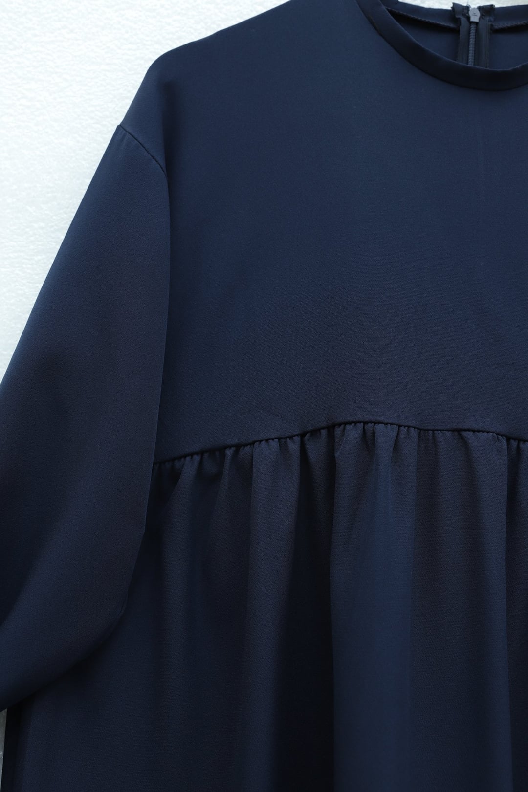 Navy Blue Long-Sleeved Tie-Sleeve Paneled Maxi Dress - Podyumplus - by Peralane - photo 4