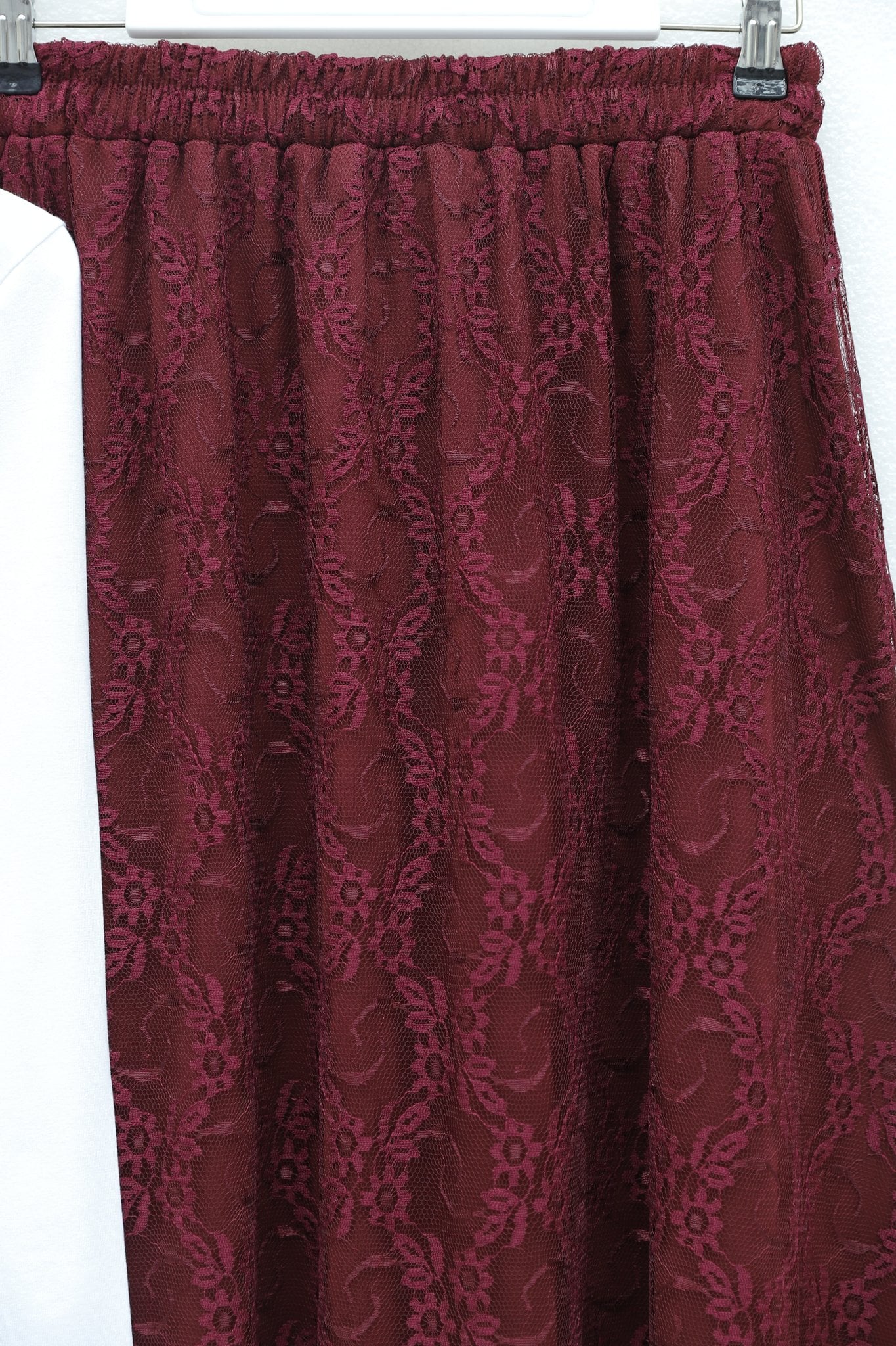 Asymmetric Lined Elastic Waist Tulle Skirt - Bordeaux - Podyumplus - by Peralane - photo 5