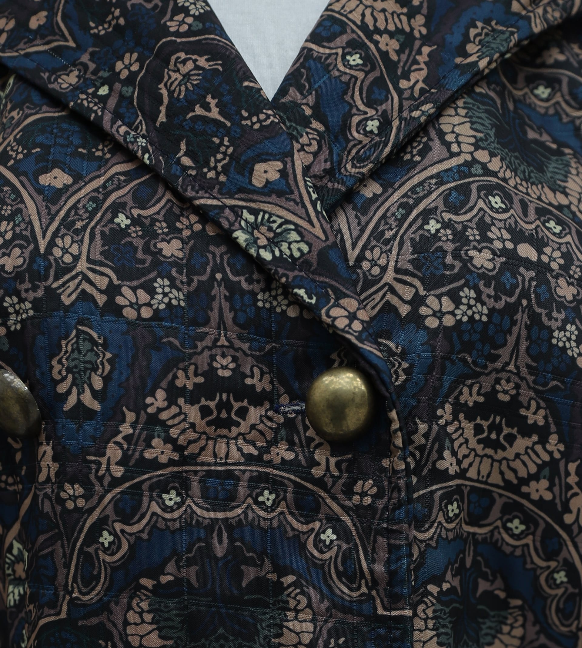 Women's Double-Breasted Quilted Jacket with Paisley Print - Navy - Podyumplus - by Peralane - photo 7