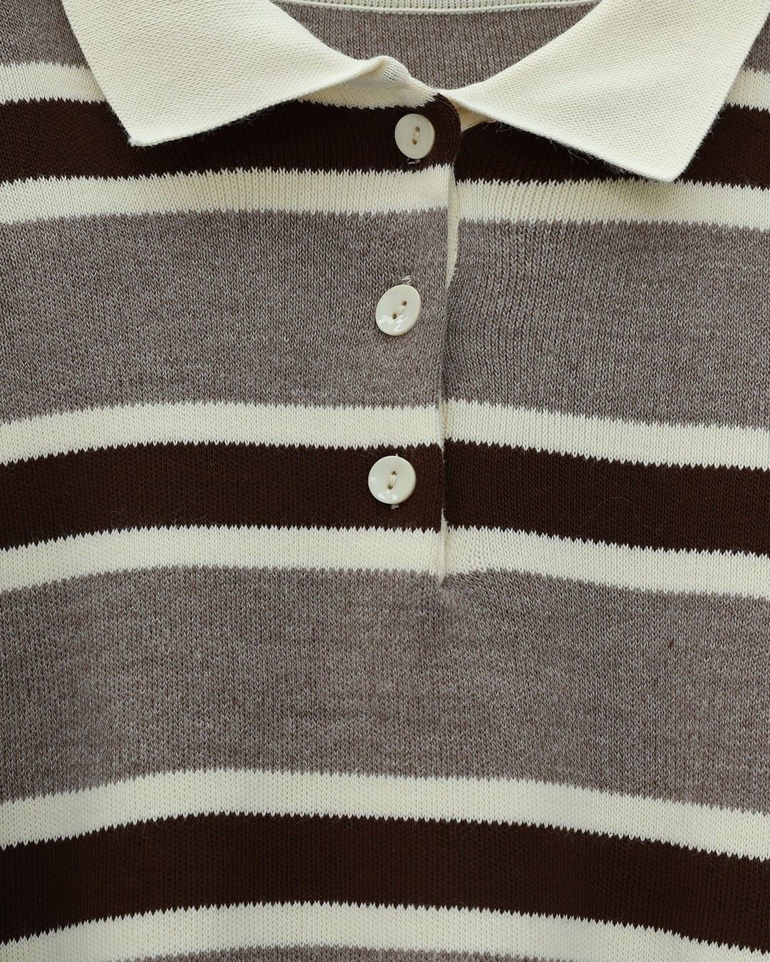 Polo Collar Buttoned Colorful Striped Knit Sweater - Earth - Podyumplus - by Peralane - photo 4