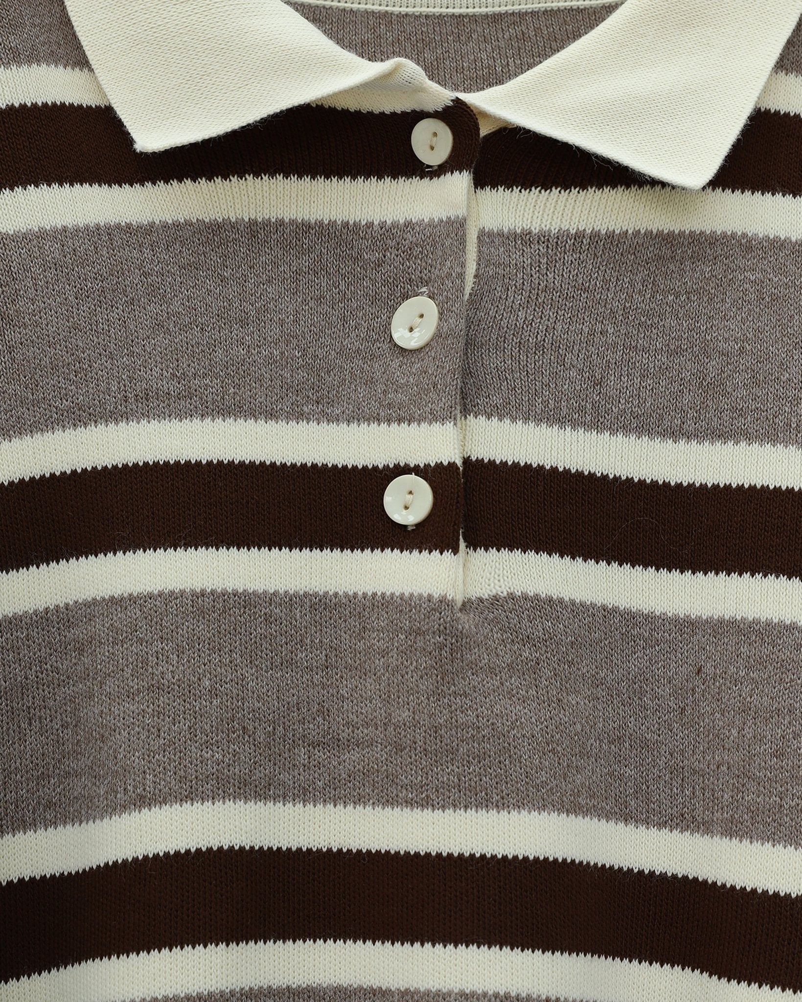 Polo Collar Buttoned Colorful Striped Knit Sweater - Earth - Podyumplus - by Peralane - photo 4