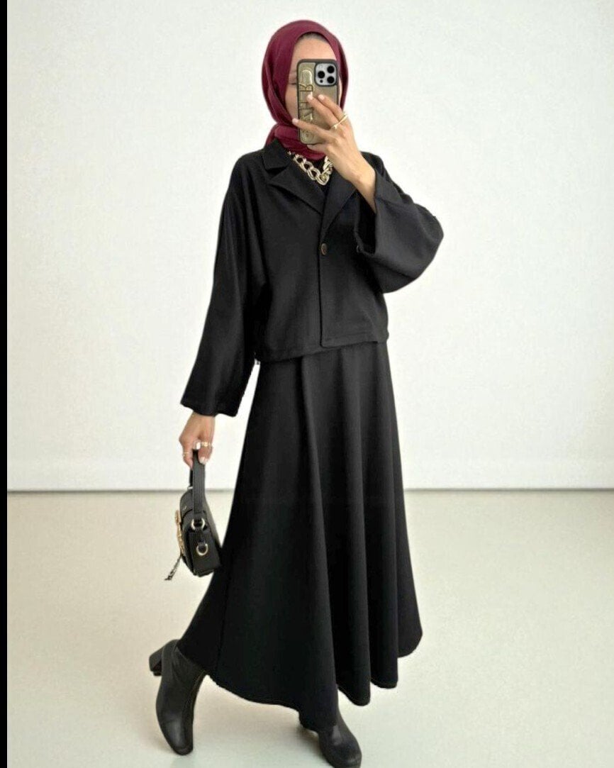 Women's Two-Piece Felt Co-ord Set - Black - Podyumplus - by Peralane - photo 6