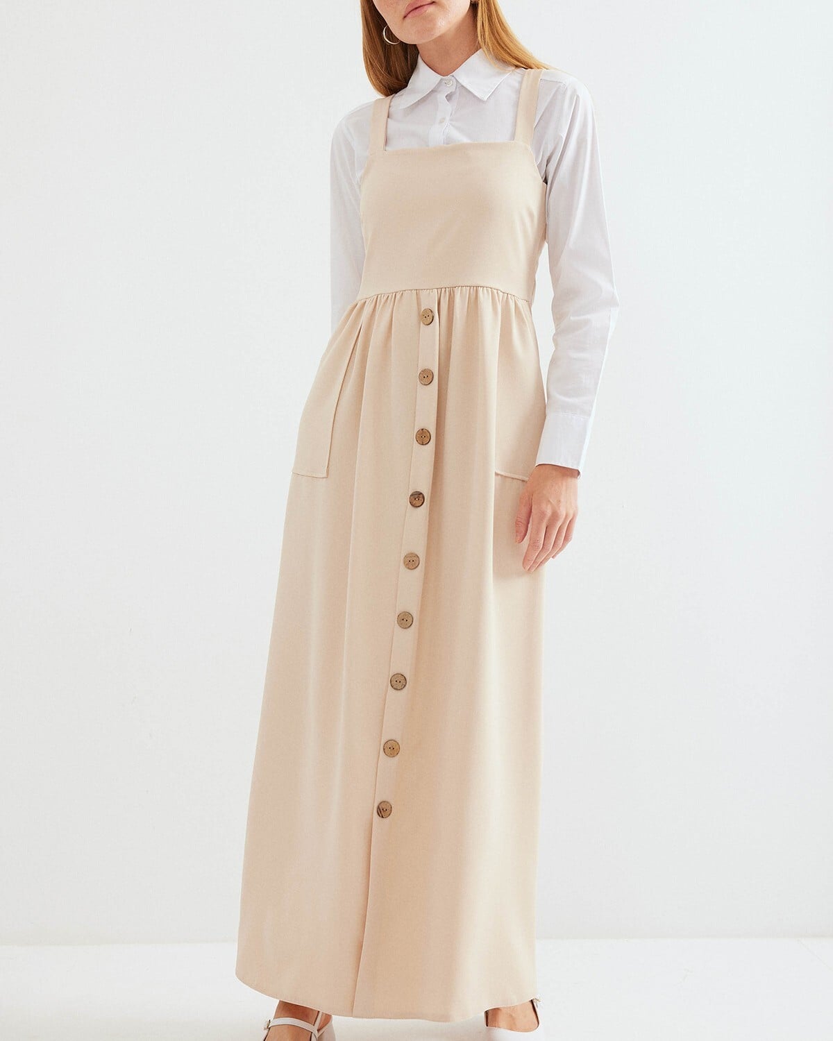 Long Denim-Style Dress in Cream - Bigdart - by Peralane - photo 3