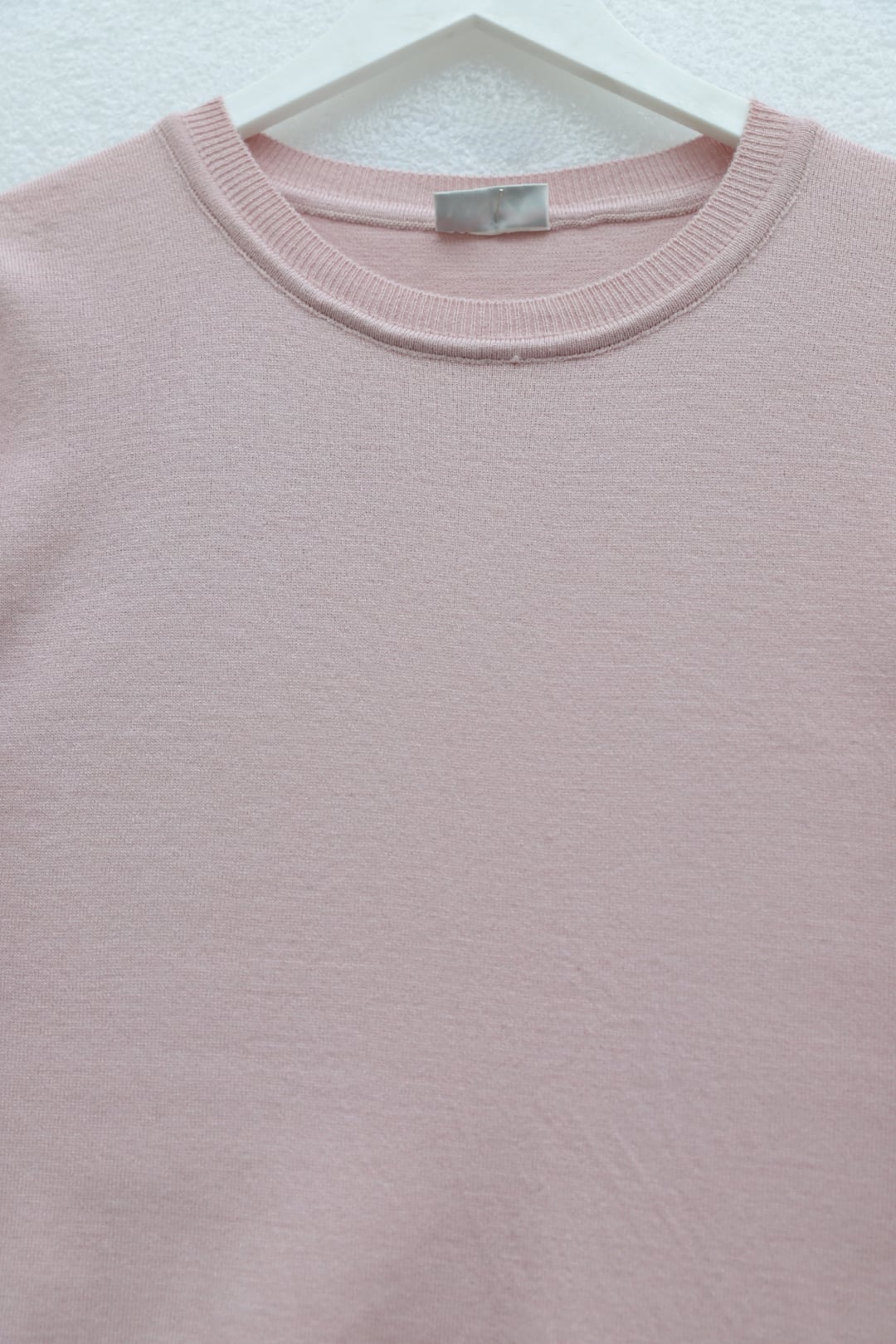 Women's Round Neck Knit Tunic with Button Cuff Detail - Powder Pink - Podyumplus - by Peralane - photo 4