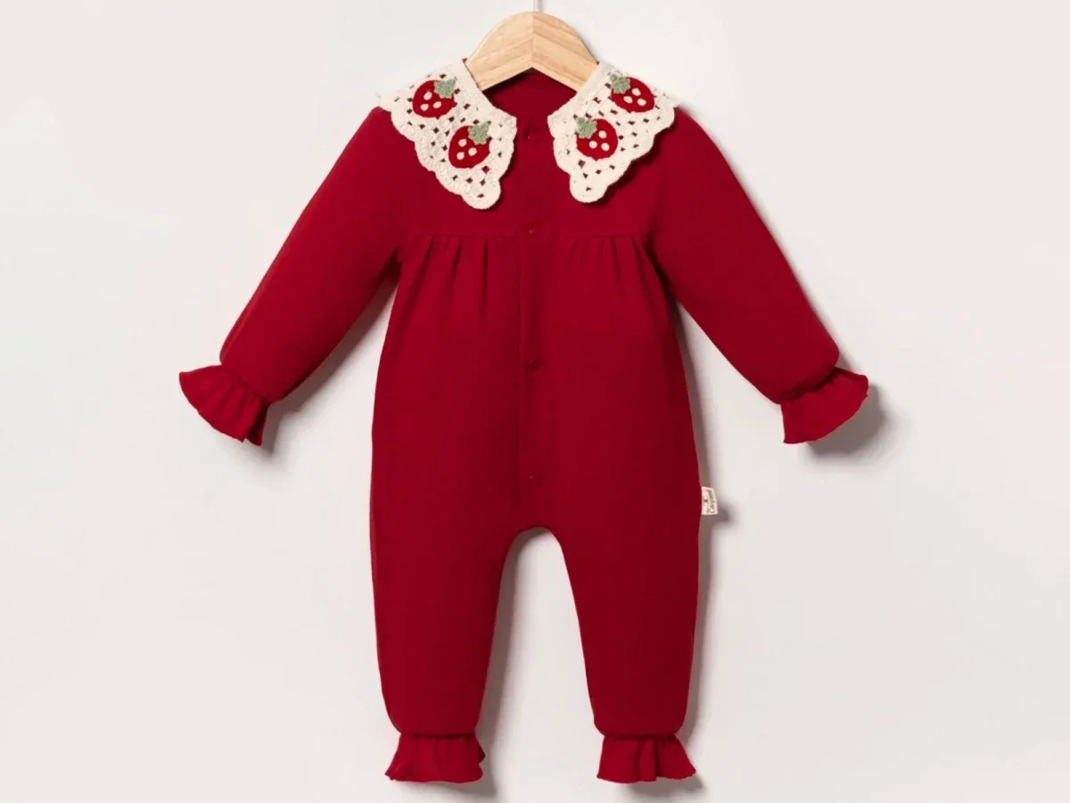 Red Strawberry Detail Baby Girl Romper - Pack of 3 - Cayzen - by Peralane