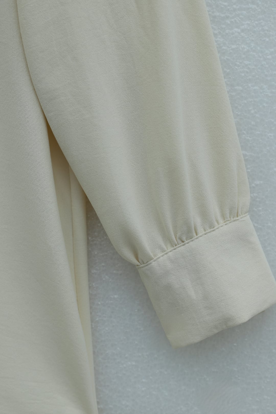 V Detail Long Back Buttoned Imported Crepe Tunic - Beige - Podyumplus - by Peralane - photo 5