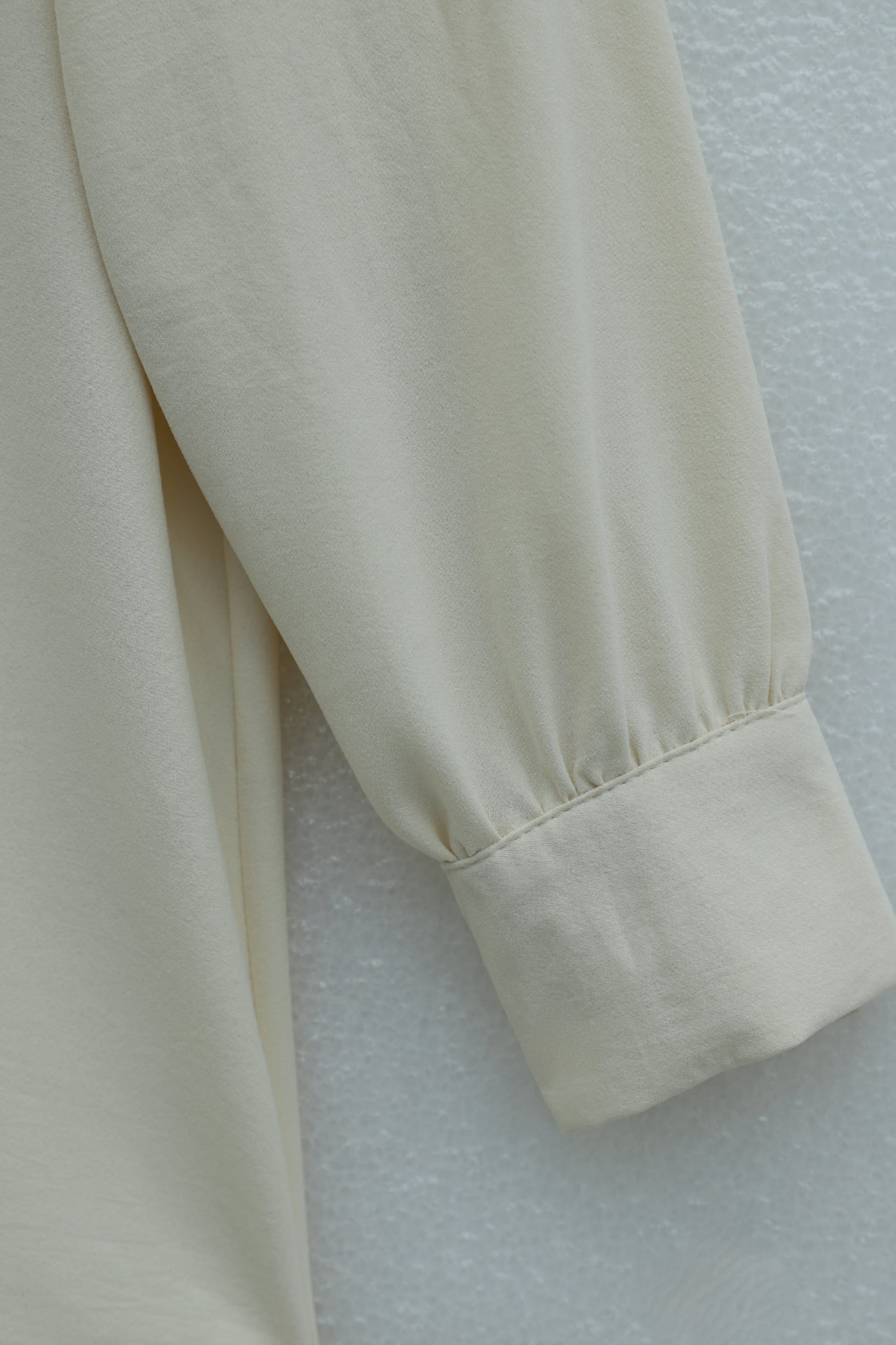 V Detail Long Back Buttoned Imported Crepe Tunic - Beige - Podyumplus - by Peralane - photo 5