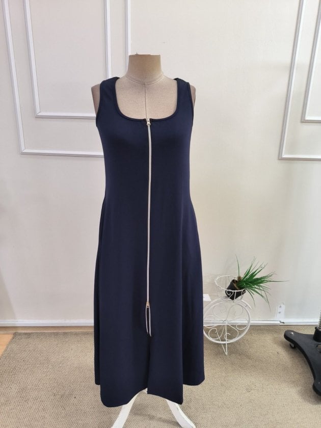 Sleeveless Square Neck Midi Dress with Front Zipper - Janes - by Peralane - photo 4