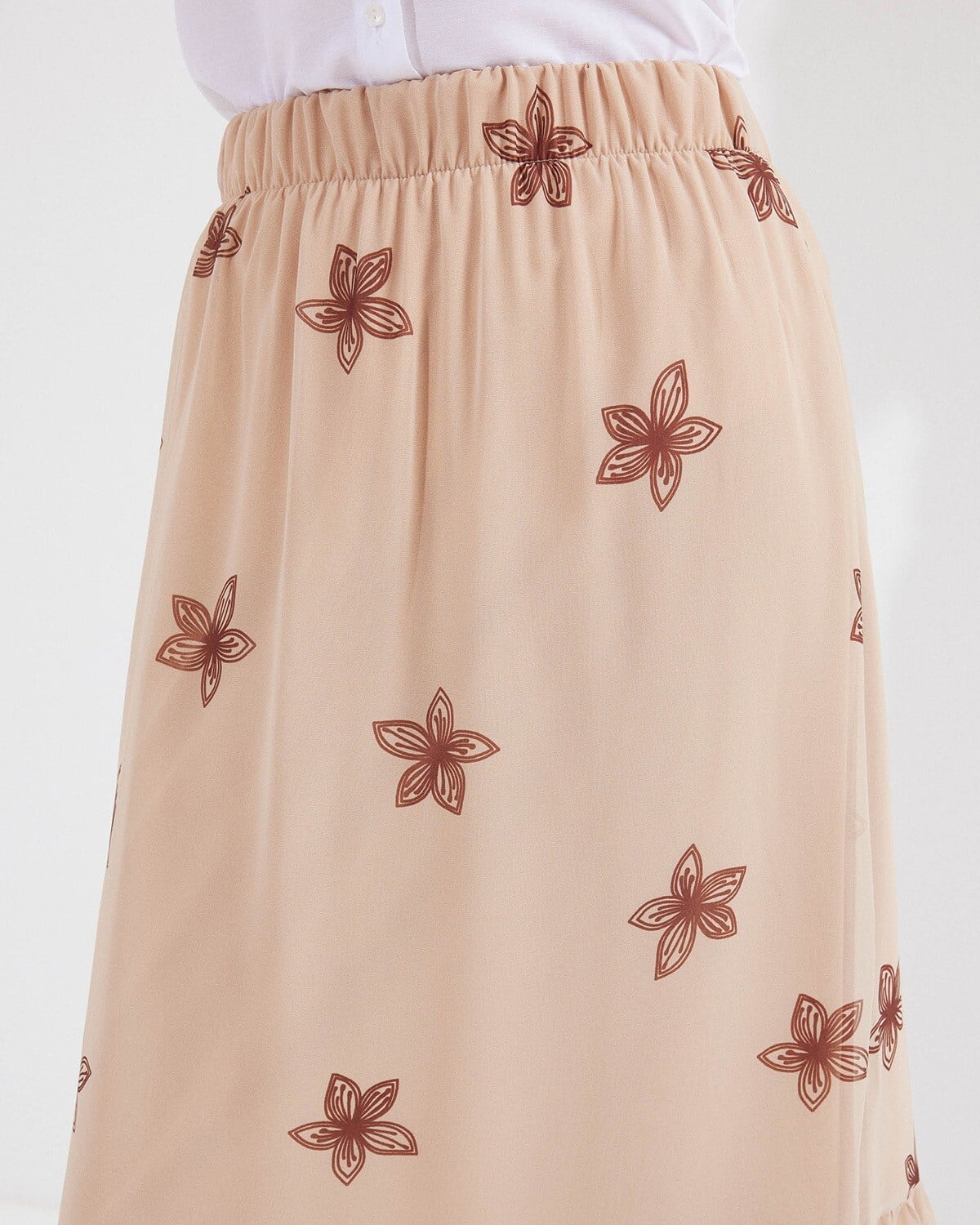 Patterned Chiffon Midi Skirt - Beige - Wholeskop - by Peralane - photo 4