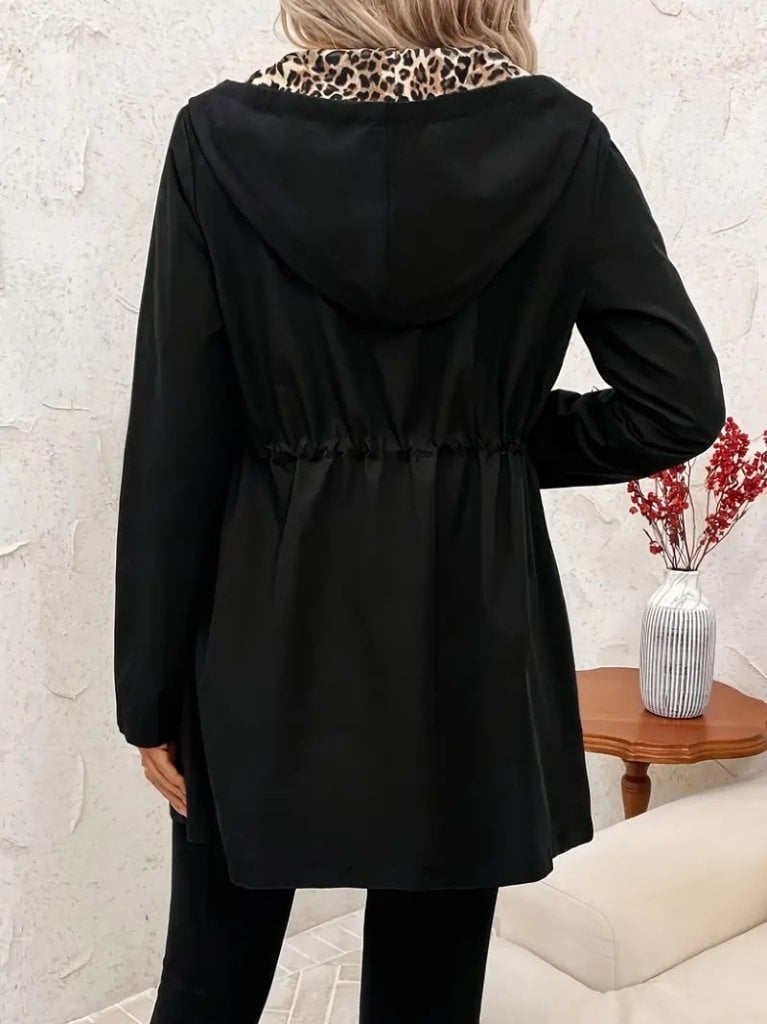 Women's Zip-Up Hooded Jacket with Leopard Print Lining - Janes - by Peralane - photo 10