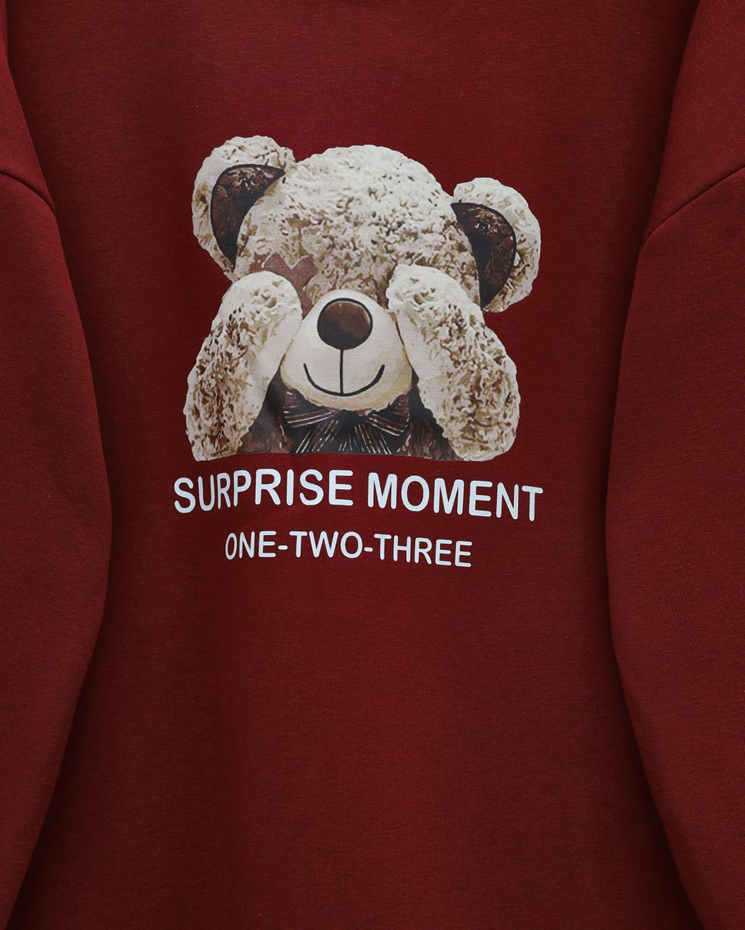 Teddy Bear Print Brushed 3-Thread Sweat Set - Burgundy - Podyumplus - by Peralane - photo 5