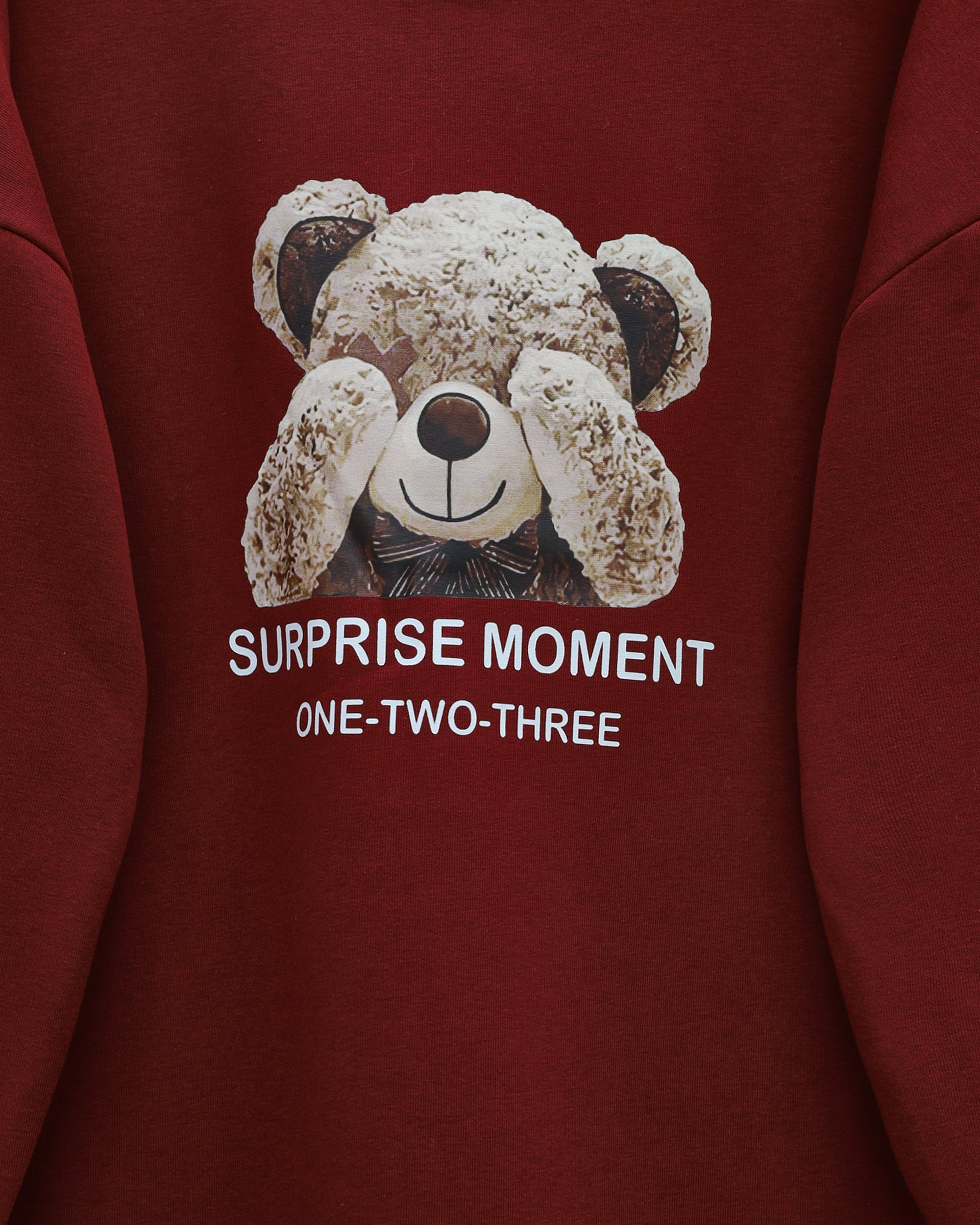 Teddy Bear Print Brushed 3-Thread Sweat Set - Burgundy - Podyumplus - by Peralane - photo 5