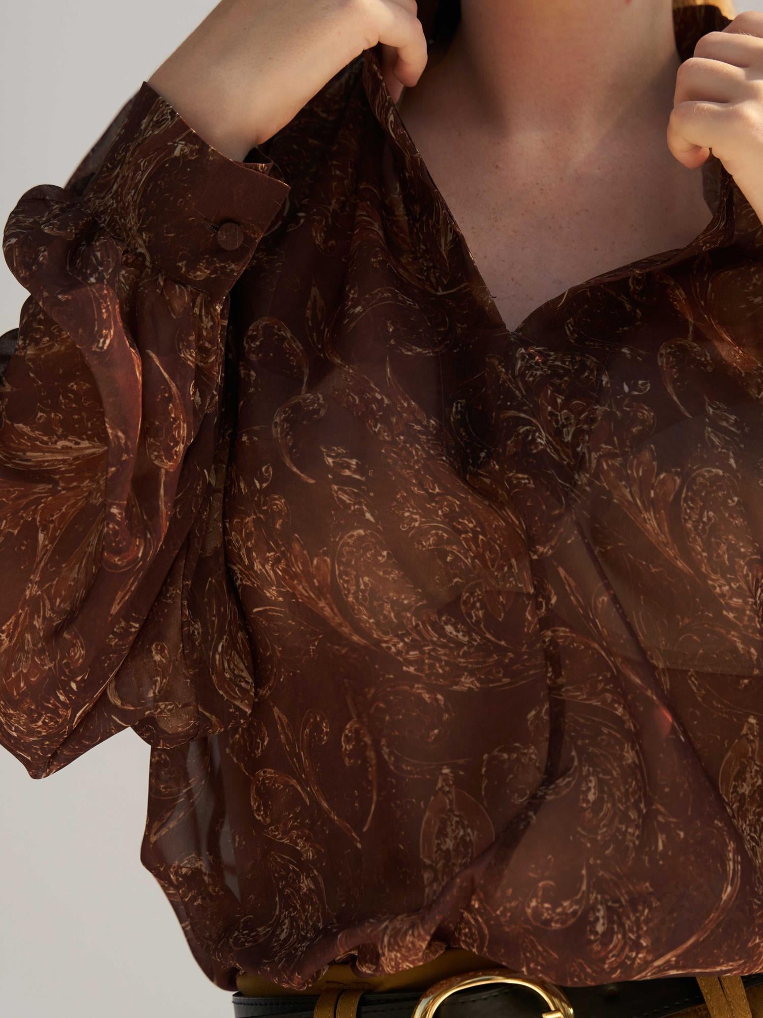 Sheer Paisley Print Blouse with Collar - Lefon - by Peralane - photo 8
