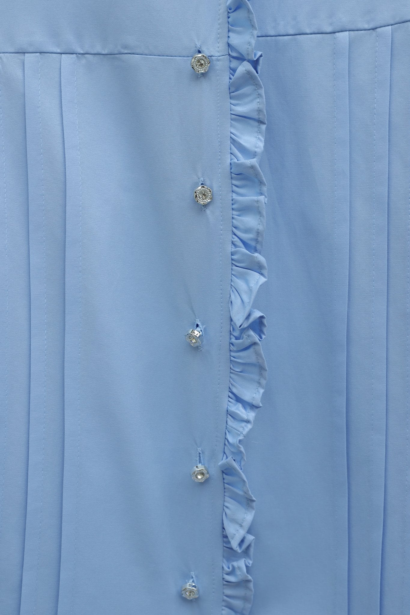 Ruffled Detail Balloon Sleeve Stone Button Cupra Tunic - Baby Blue - Podyumplus - by Peralane - photo 5